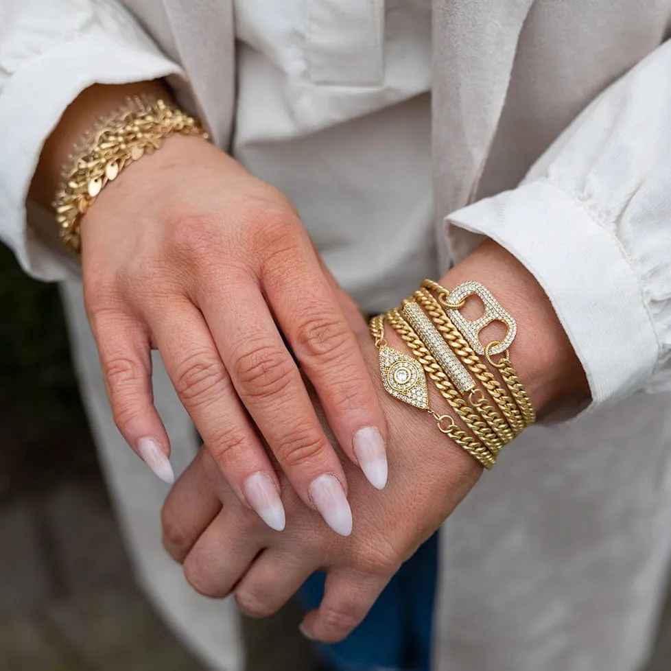 Matte Gold Double Wrap Pave Eye Bracelet
