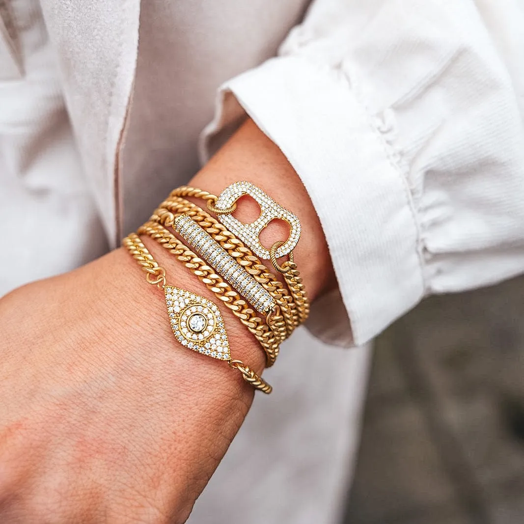 Matte Gold Double Wrap Pave Eye Bracelet