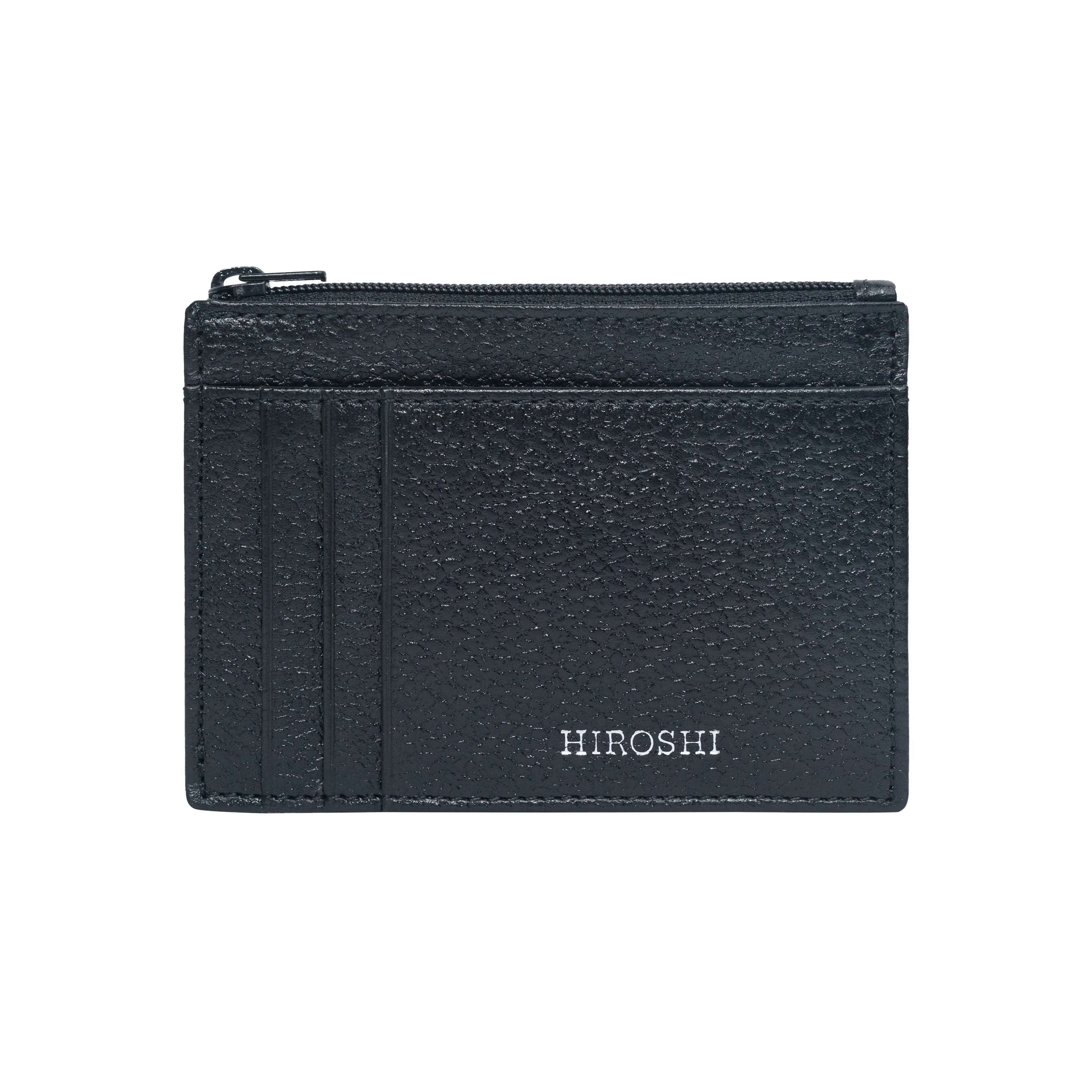 Men's Black Leather Minimal Wallet - Hiroshi