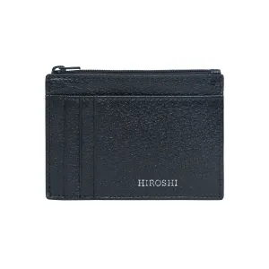 Men's Black Leather Minimal Wallet - Hiroshi