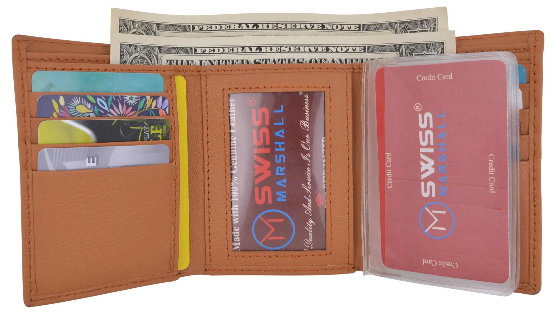 Men's Classic Trifold RFID Security Blocking Slim Credit Card ID Premium Leather Wallet