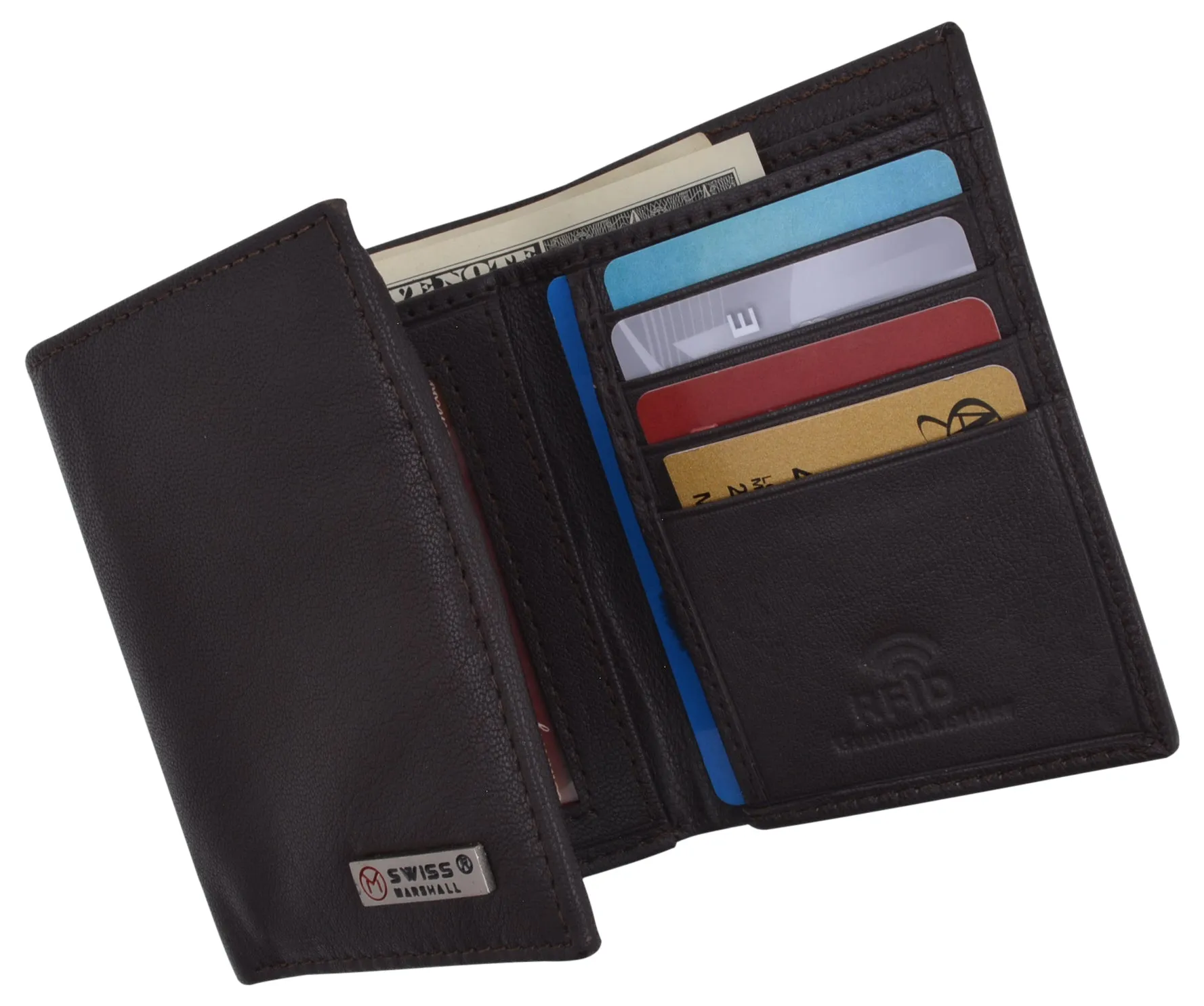 Men's Classic Trifold RFID Security Blocking Slim Credit Card ID Premium Leather Wallet