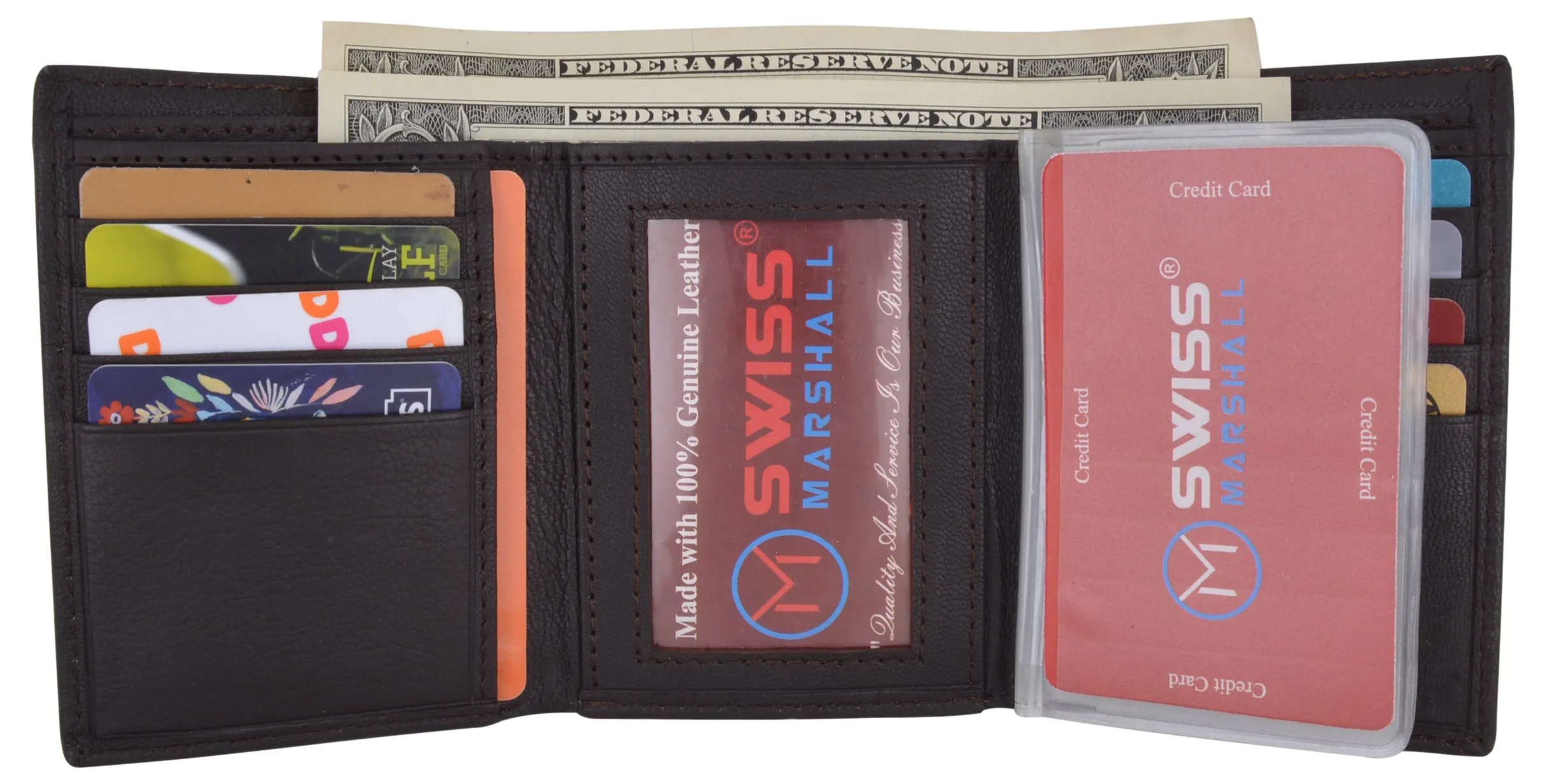 Men's Classic Trifold RFID Security Blocking Slim Credit Card ID Premium Leather Wallet