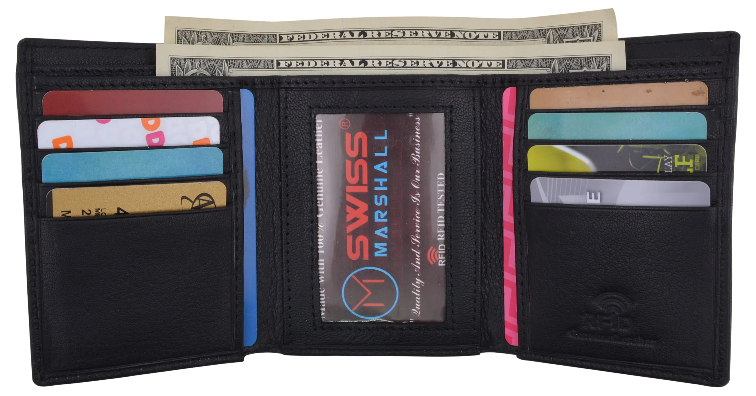 Men's Classic Trifold RFID Security Blocking Slim Credit Card ID Premium Leather Wallet