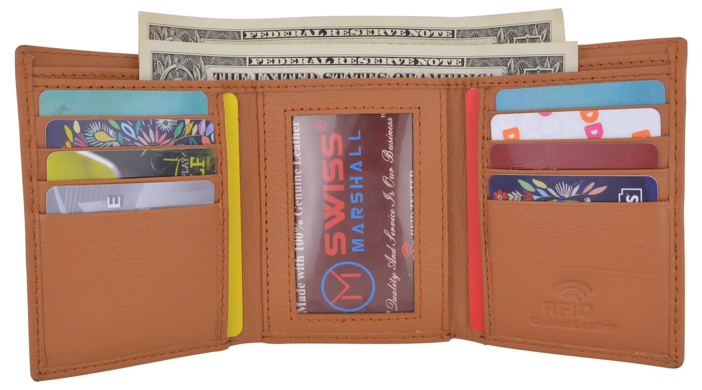 Men's Classic Trifold RFID Security Blocking Slim Credit Card ID Premium Leather Wallet