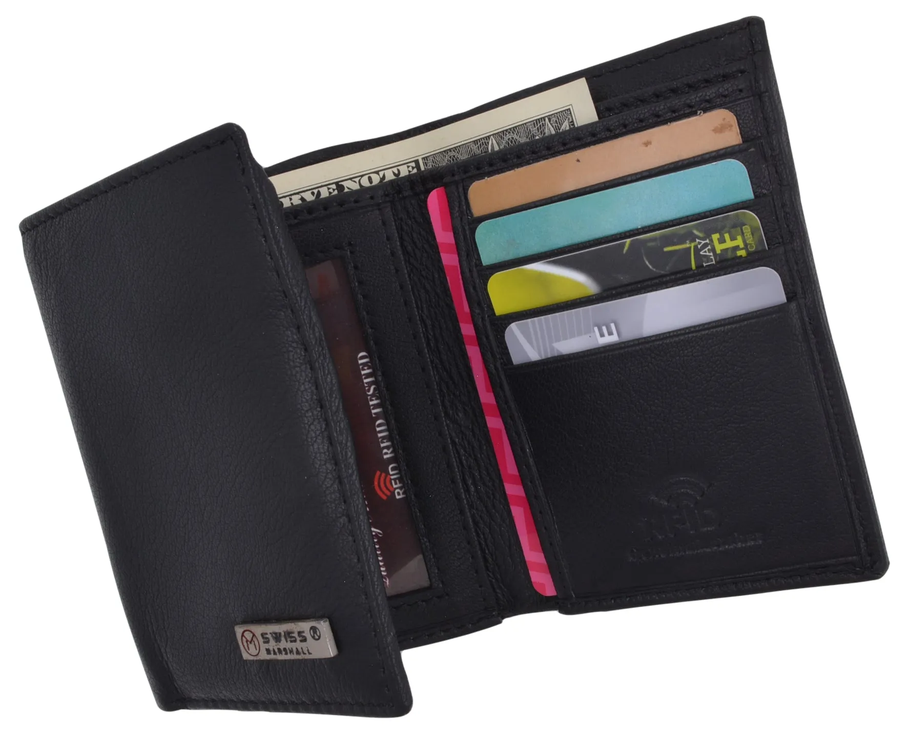 Men's Classic Trifold RFID Security Blocking Slim Credit Card ID Premium Leather Wallet