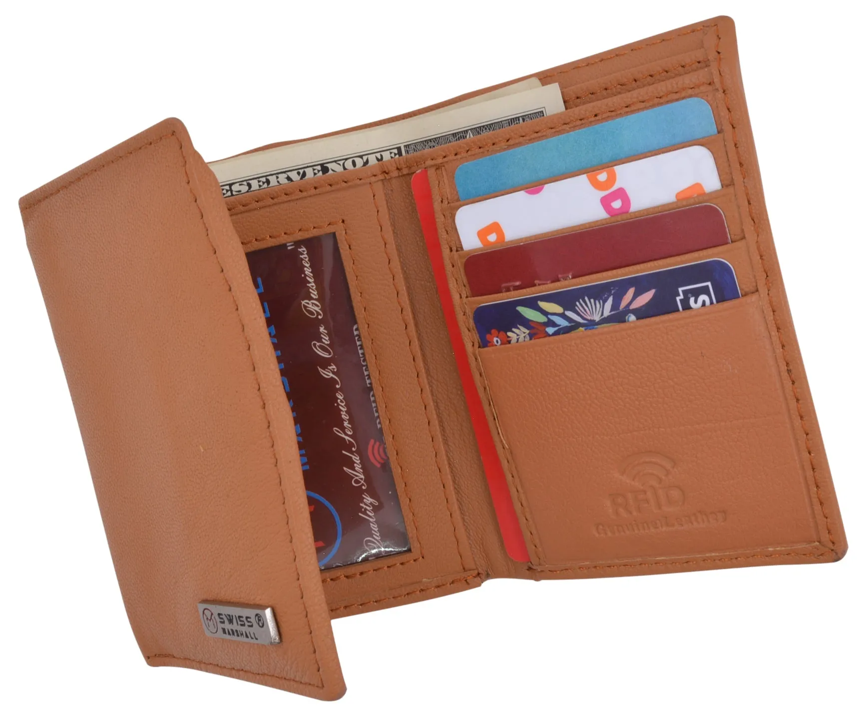 Men's Classic Trifold RFID Security Blocking Slim Credit Card ID Premium Leather Wallet