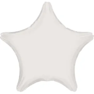Metallic White Star Foil Balloon - 45cm