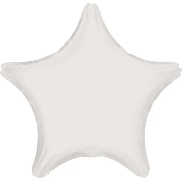 Metallic White Star Foil Balloon - 45cm