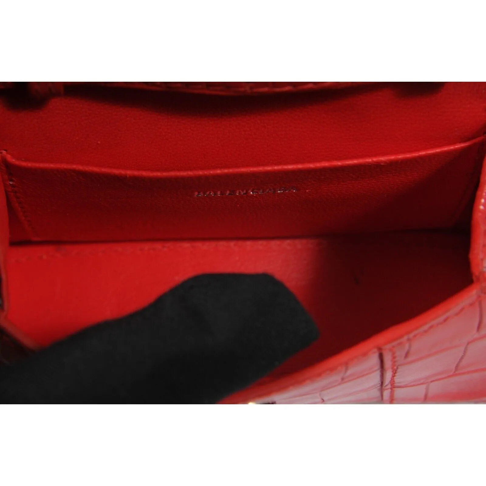Mini Hourglasss XS Nano Bag Red Crocodile Embossed Leather Micro Handbag