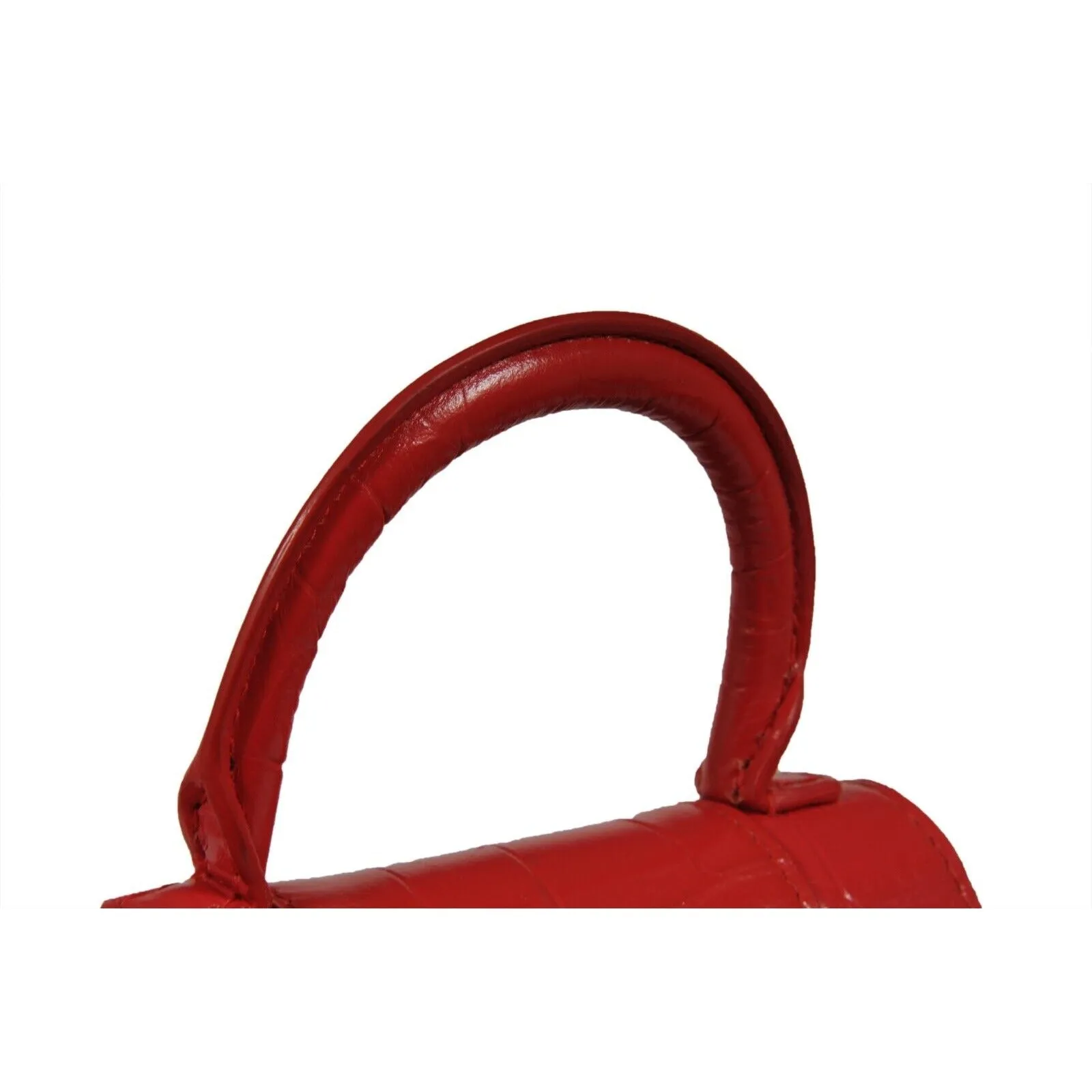 Mini Hourglasss XS Nano Bag Red Crocodile Embossed Leather Micro Handbag