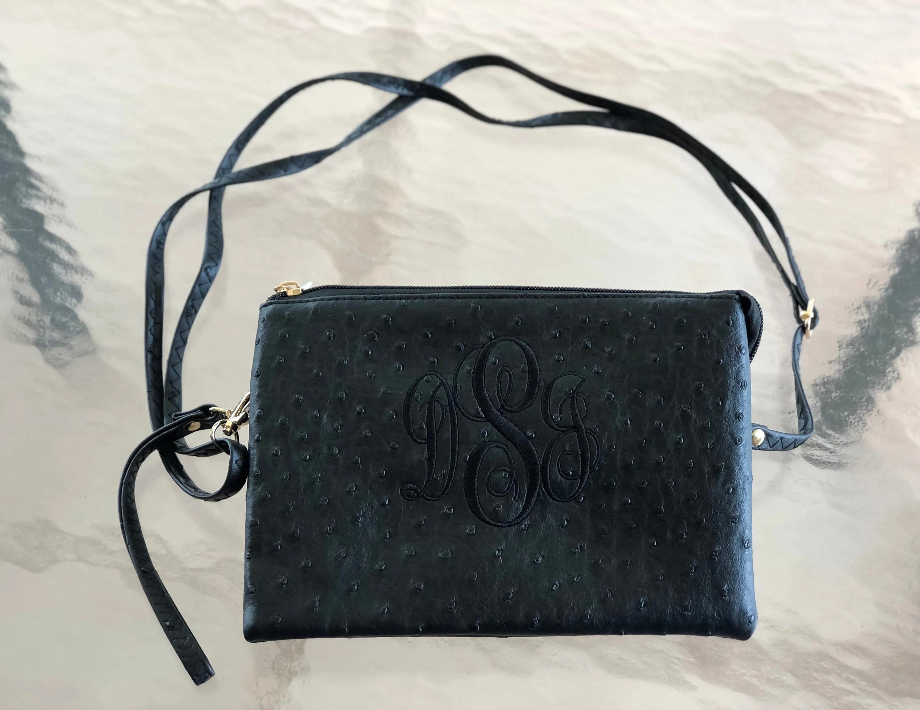 Monogrammed Purse,  LARGE Hand bag ,monogram Crossbody Bag, personalized Bag, vegan Leather bag, Monogram 3 Compartment Crossbody/Wristlet