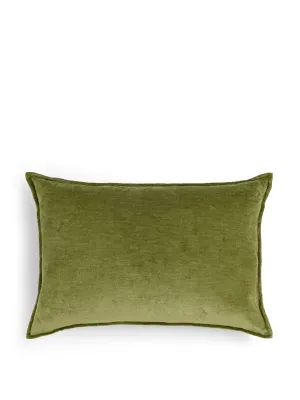 Moss verity linen velvet rectangular cushion