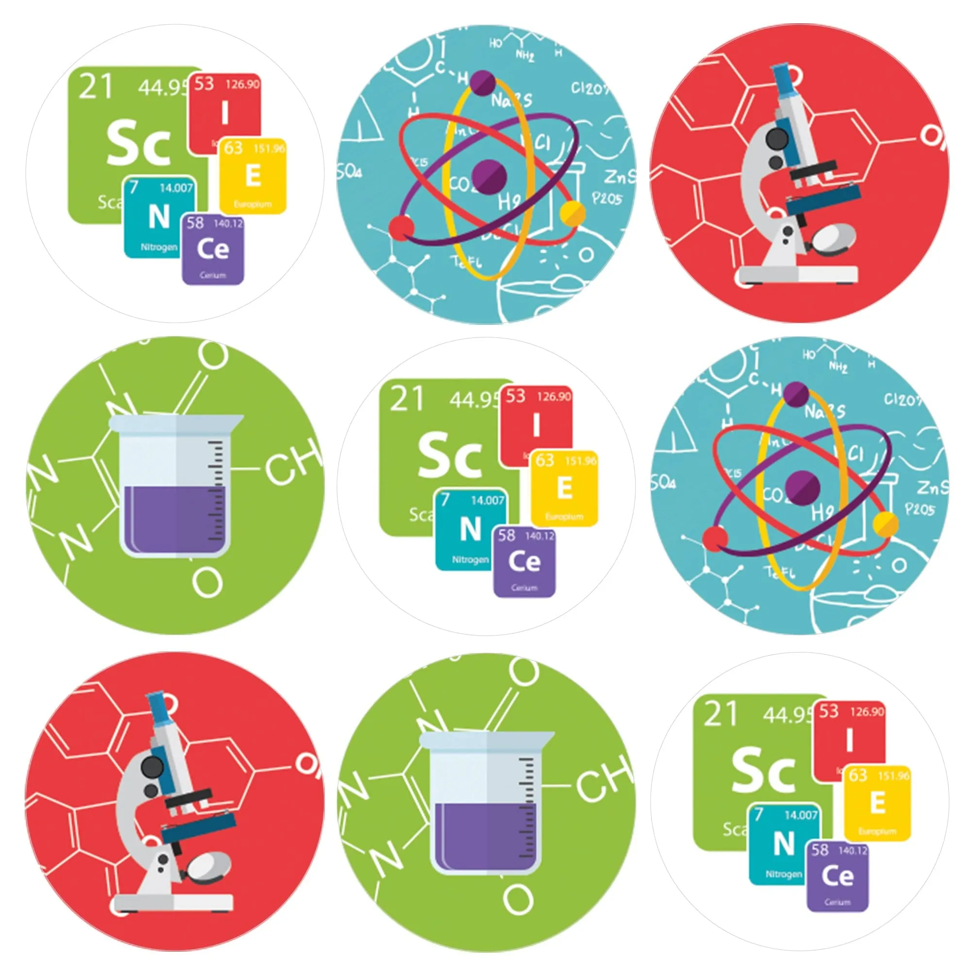Motivational Teacher Reward Stickers for Students: Chemistry Science Theme (1,080 Stickers)