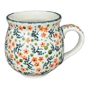 Mug, Belly Mug, 10oz Medium in "Peach Blossoms" by Manufaktura | K090S-AS46