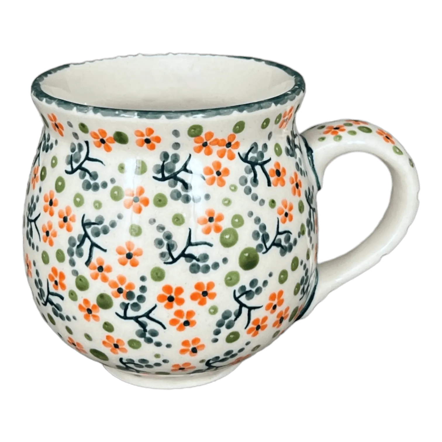 Mug, Belly Mug, 10oz Medium in "Peach Blossoms" by Manufaktura | K090S-AS46