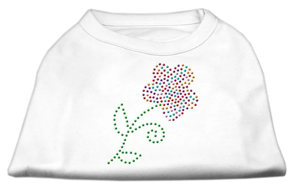 Multi-Colored Flower Rhinestone Shirt White XXL (18)