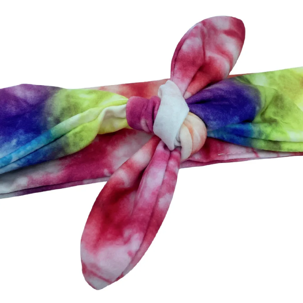 Multi-Colored Tie-Dye Knotted Headband
