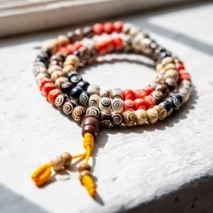 Multicolored Buffalo Bone Mala, 108 beads
