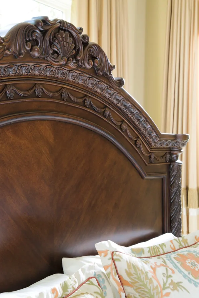 North Shore King Panel Bed with Mirrored Dresser