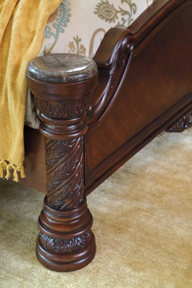 North Shore King Panel Bed with Mirrored Dresser