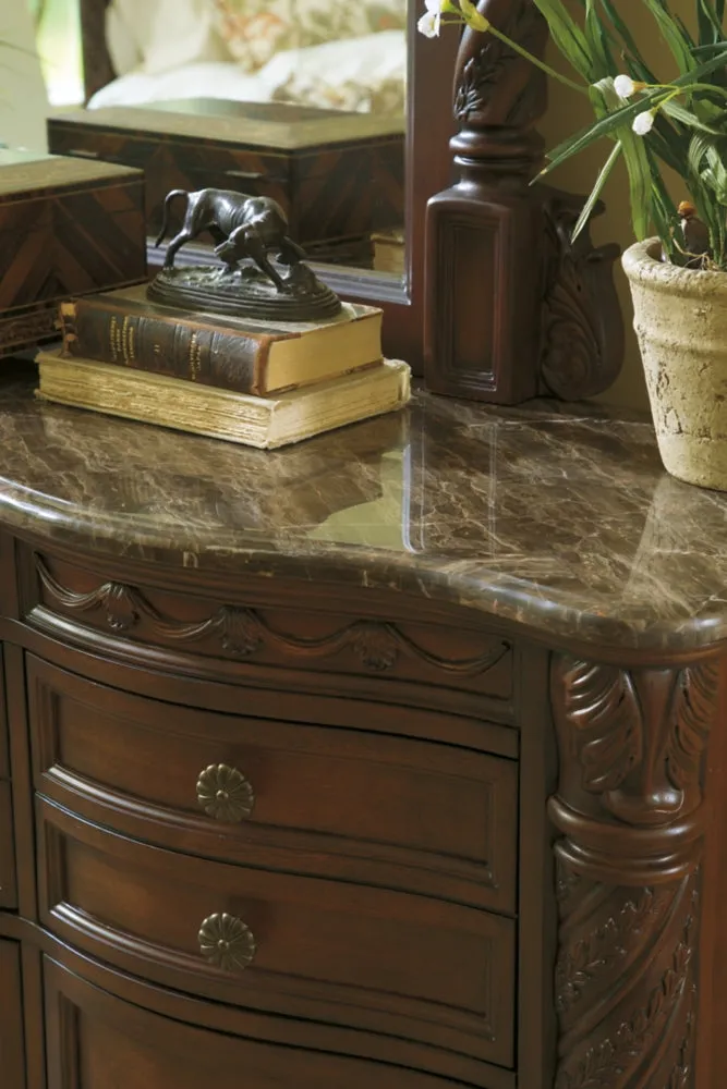 North Shore King Panel Bed with Mirrored Dresser