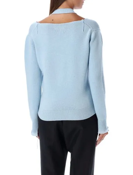 OFF THE SHOULDER RAFFIA PULLOVER