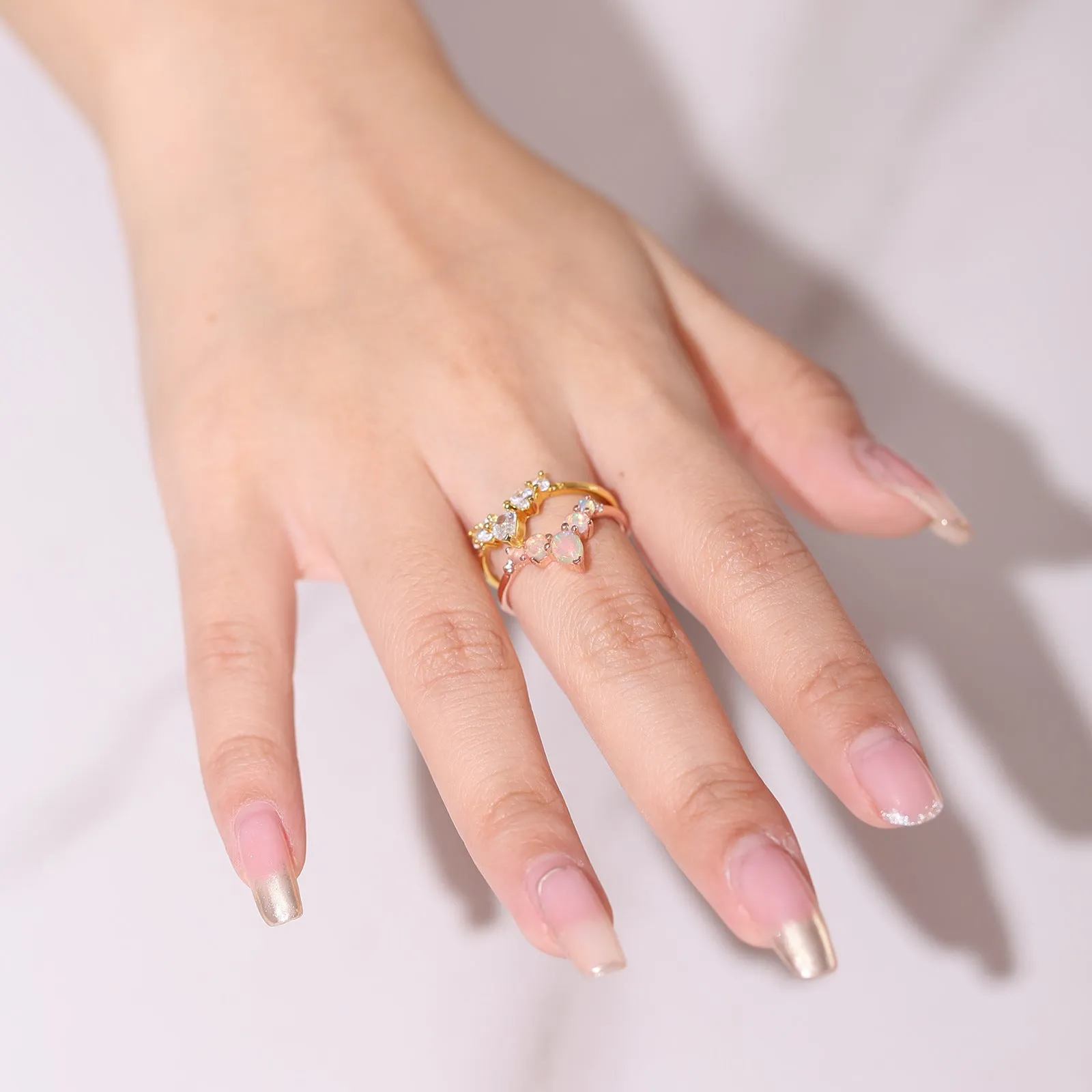 Opal Stone V Shaped Silver Ring