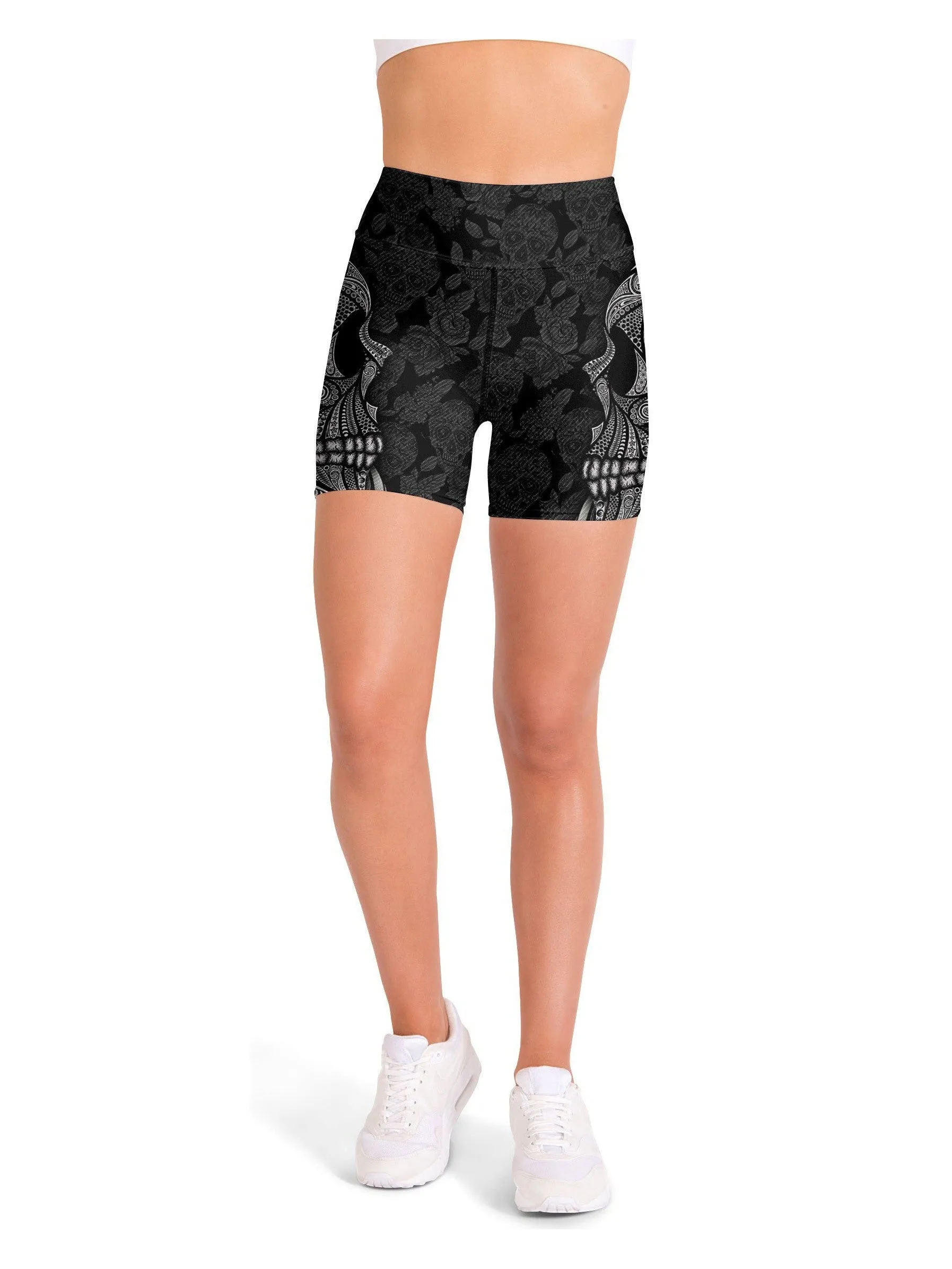 Ornamental Skull Yoga Shorts