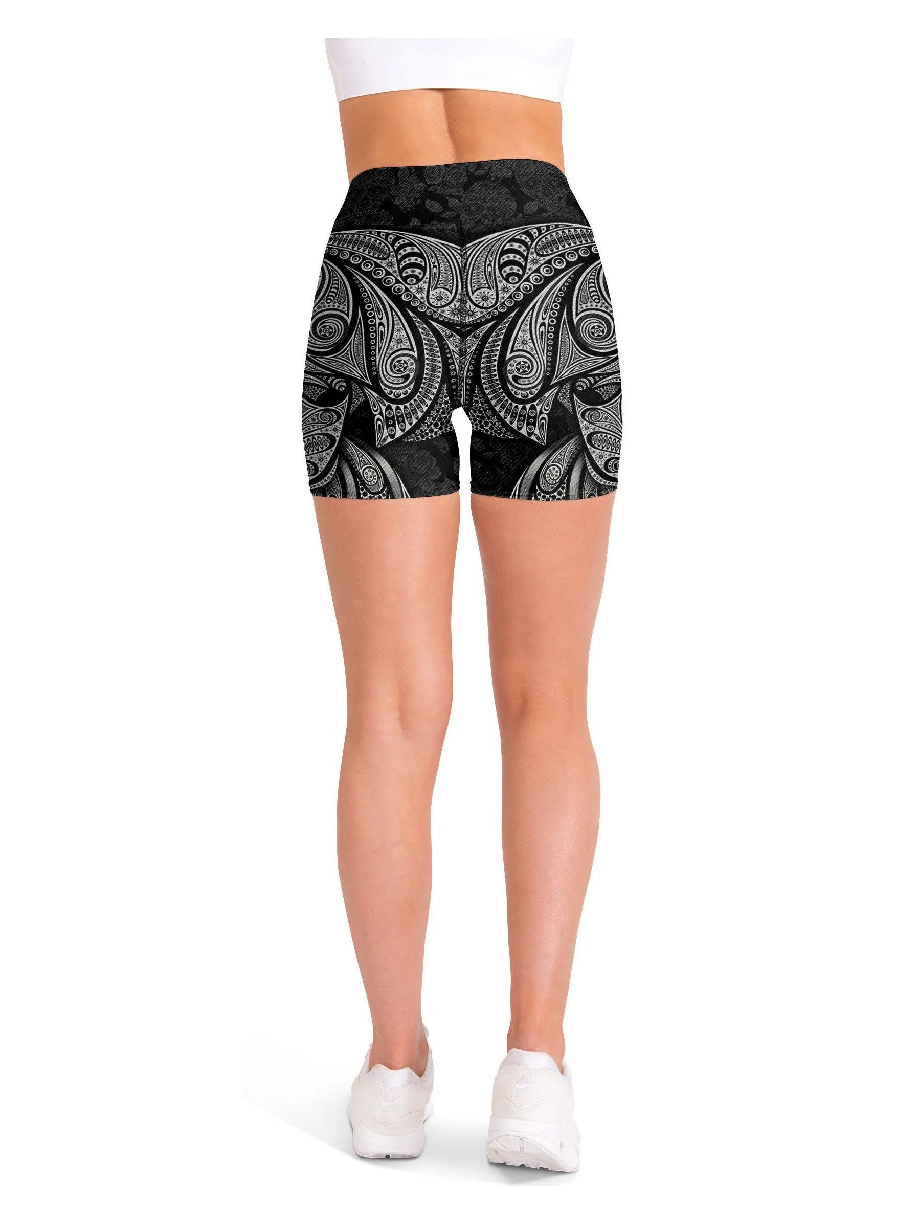 Ornamental Skull Yoga Shorts