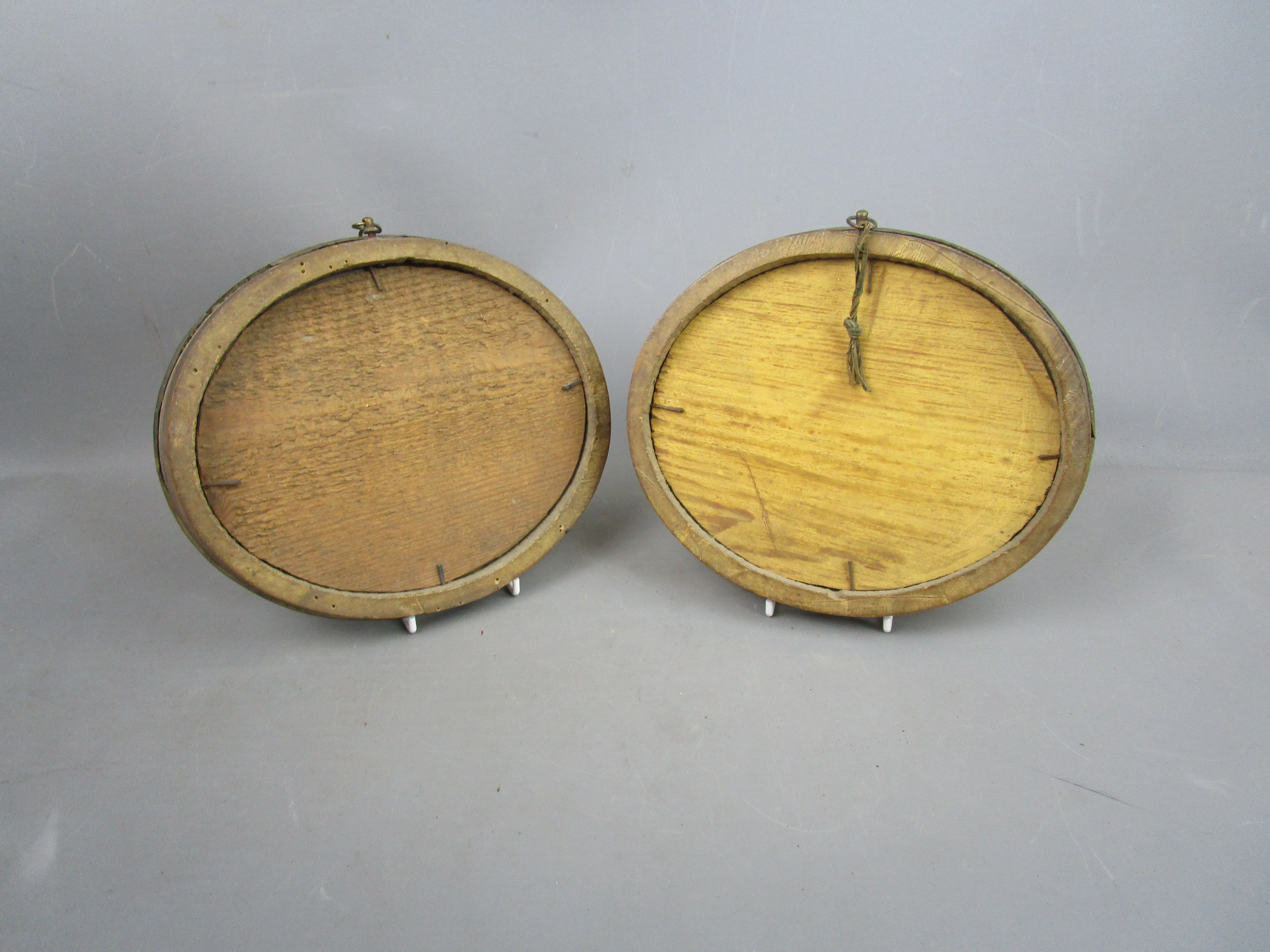 Pair Of Gold Framed Silk Needle Works Of Bath Pump Works & North Parade Building Antique Georgian c1790