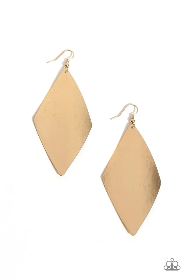 Paparazzi Earring ~ Retro Rally - Gold