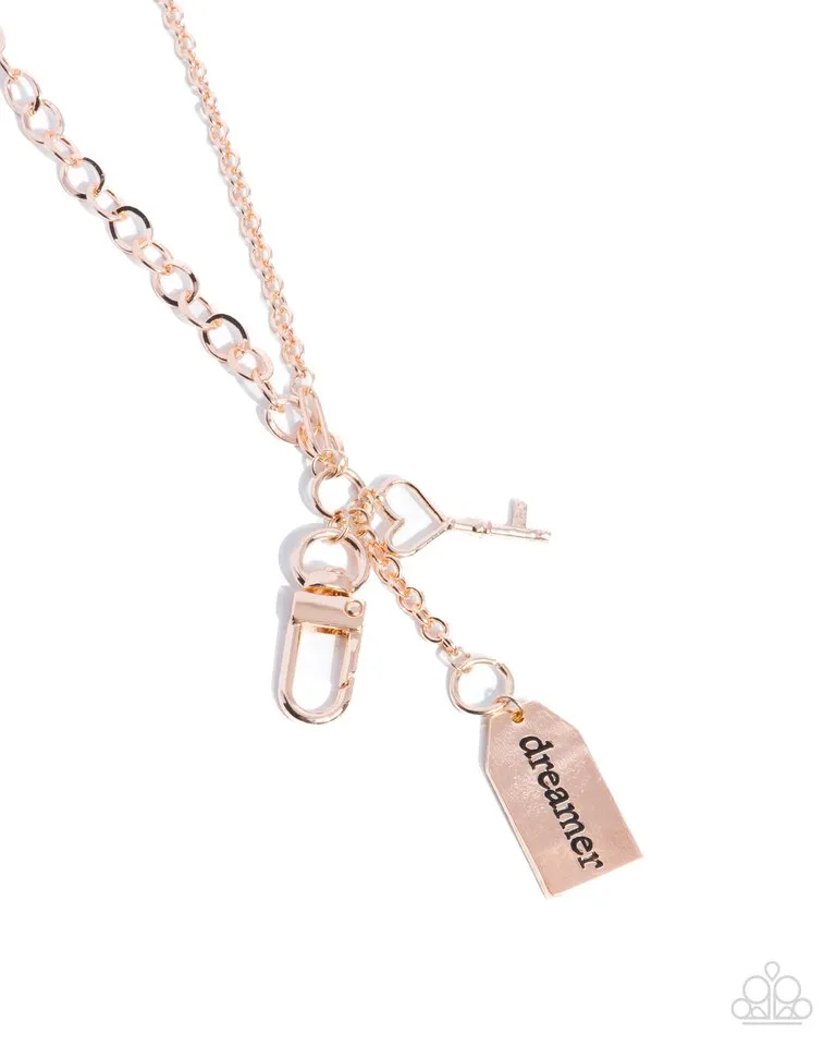Paparazzi Necklace ~ Dreamy Direction - Rose Gold