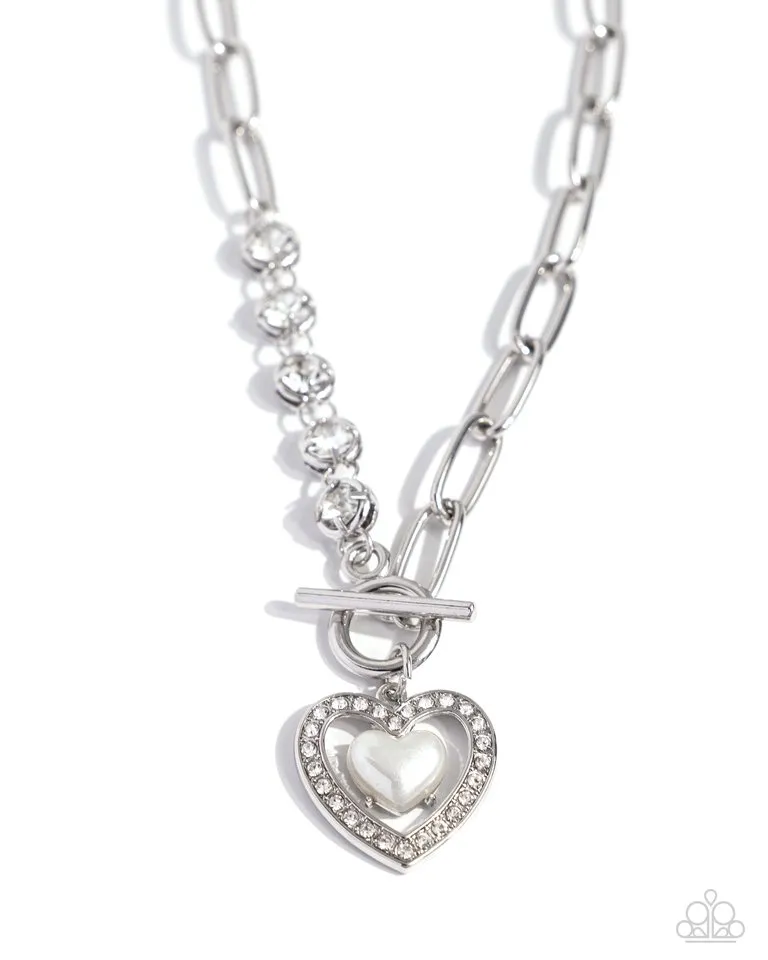 Paparazzi Necklace ~ Soft-Hearted Style - White