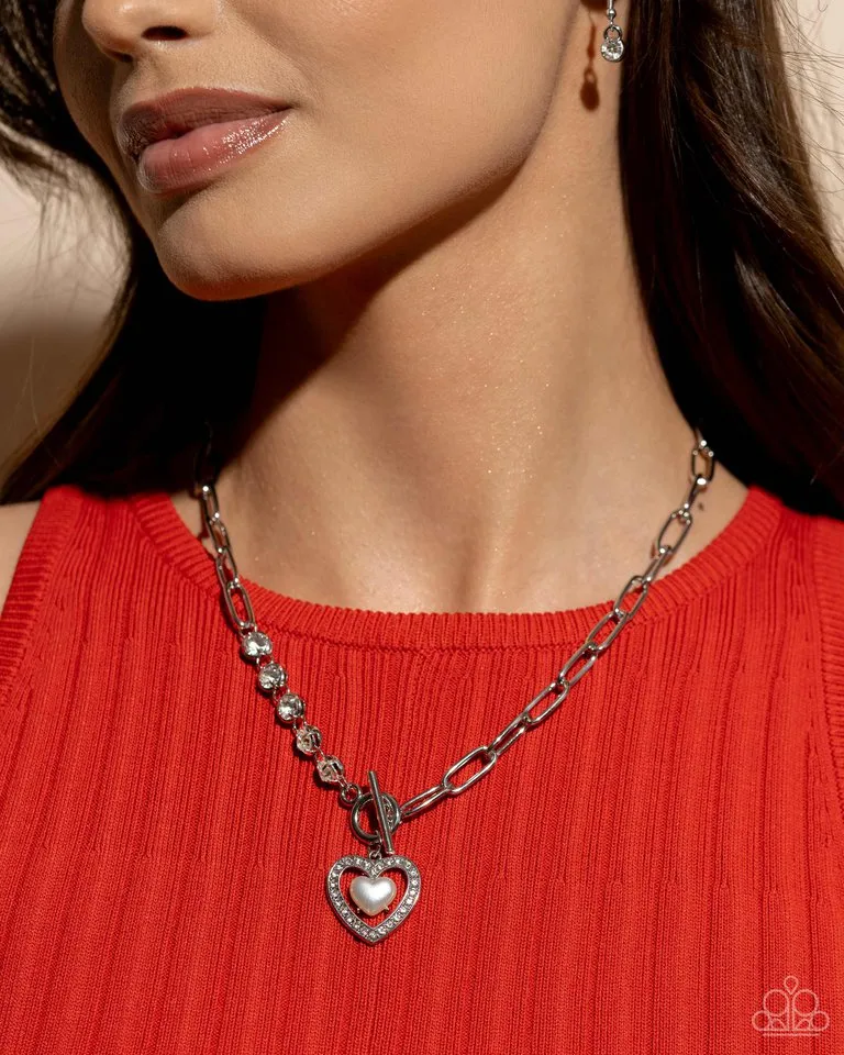 Paparazzi Necklace ~ Soft-Hearted Style - White