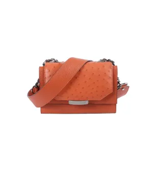 Papaya Orange Ostrich Mini Jackie O Shoulder Bag