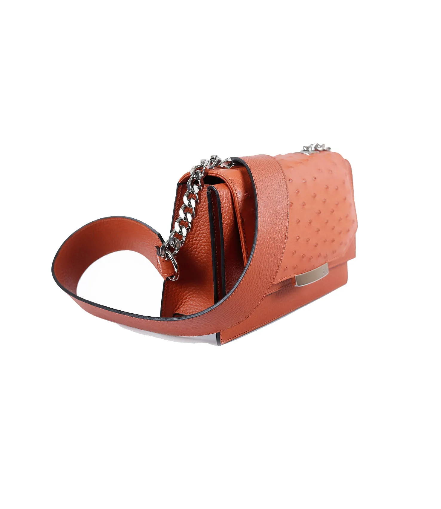 Papaya Orange Ostrich Mini Jackie O Shoulder Bag