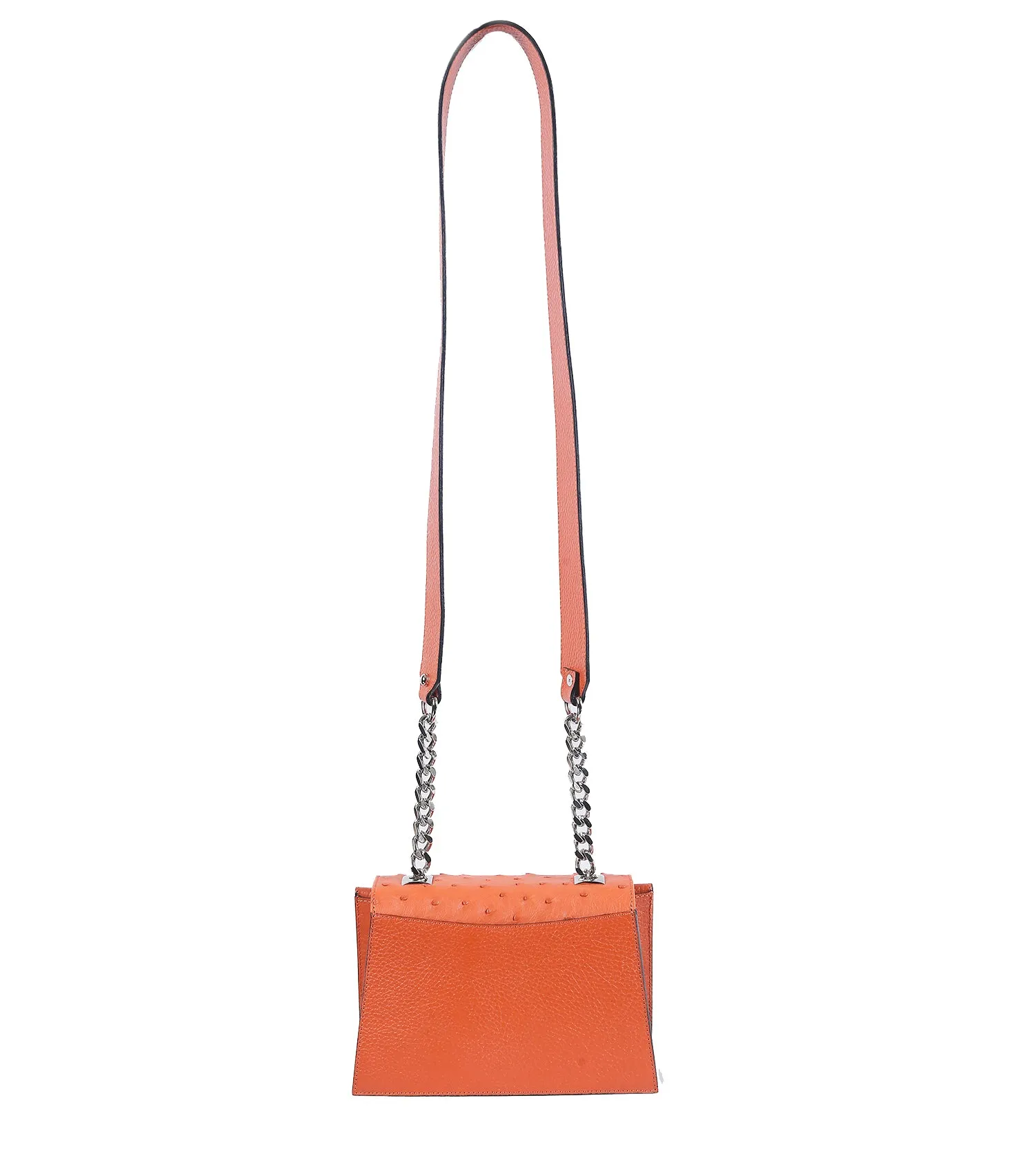 Papaya Orange Ostrich Mini Jackie O Shoulder Bag