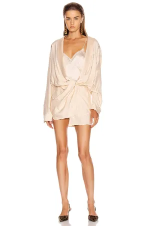 Peach Draped Stylish Pajama Romper