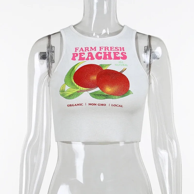 Peaches Graphic Stylish Tank Top