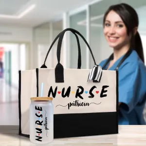 Pediatric Nurse Tote Custom Name Personalized Cotton Canvas Tote Bag Nurse Gift Future Nurse Gift Nursing Student Graduation Gift