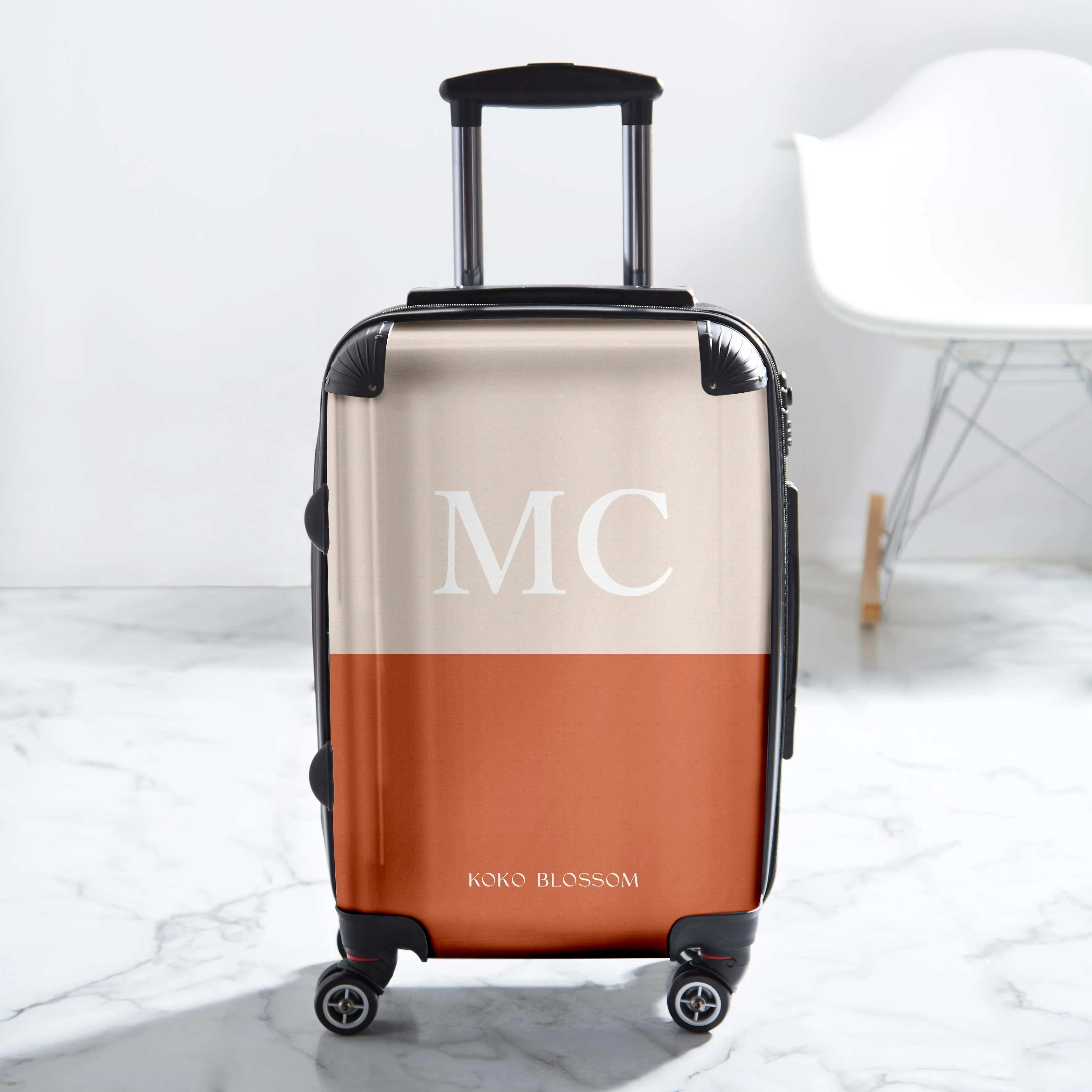 Personalised Suitcase | Colourblock in Vanilla   Caramel