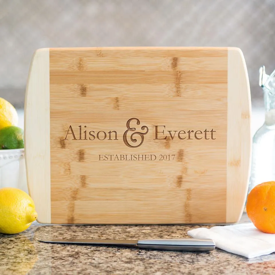 Personalized 8.5x11 Bamboo Cutting Board with Rounded Edge (Modern Collection)