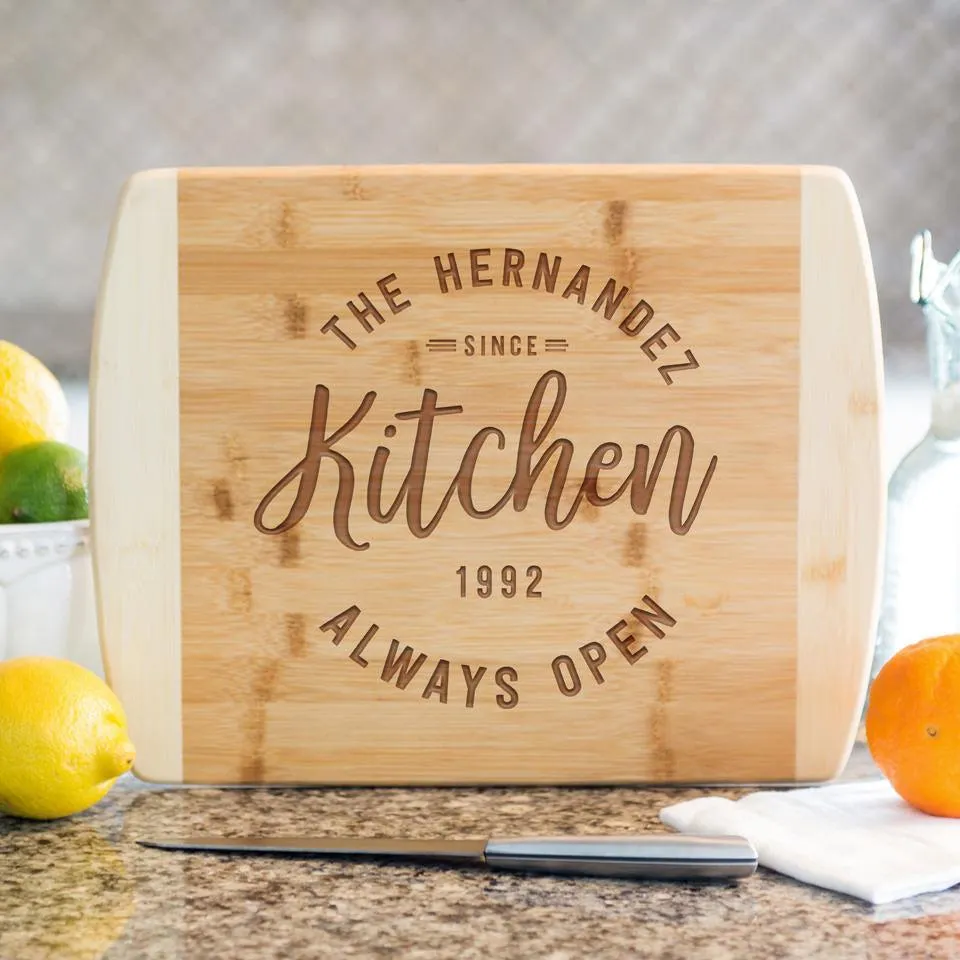 Personalized 8.5x11 Bamboo Cutting Board with Rounded Edge (Modern Collection)