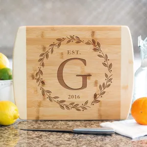 Personalized 8.5x11 Bamboo Cutting Board with Rounded Edge (Modern Collection)