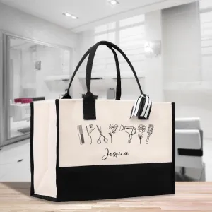 Personalized Hair Stylist Custom Cotton Canvas Tote Bag Hairdresser Gift Bag Beauty Salon Bag Stylist Supply Bag Barber Gift (HRST1006)