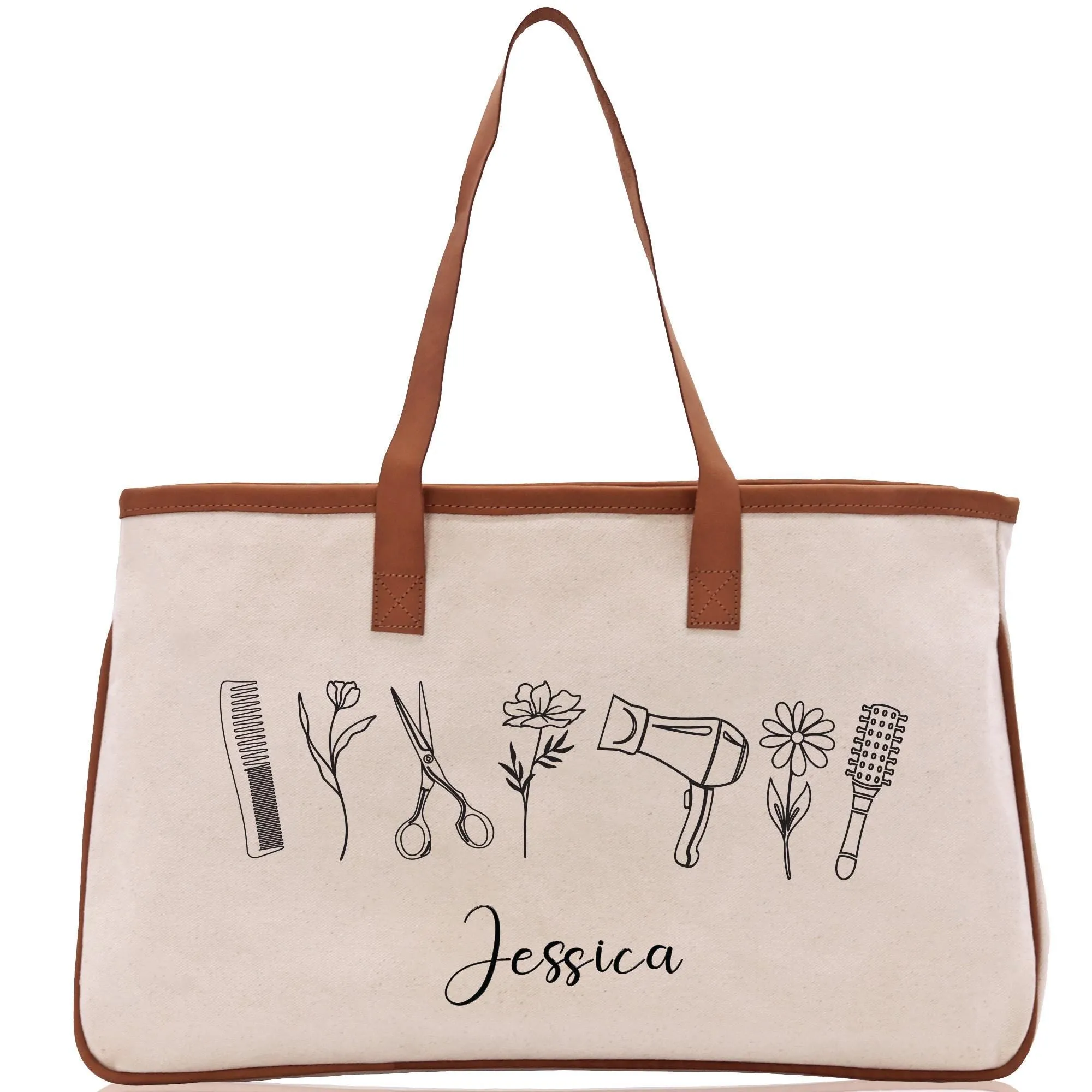 Personalized Hair Stylist Custom Cotton Canvas Tote Bag Hairdresser Gift Bag Beauty Salon Bag Stylist Supply Bag Barber Gift (HRST1007)