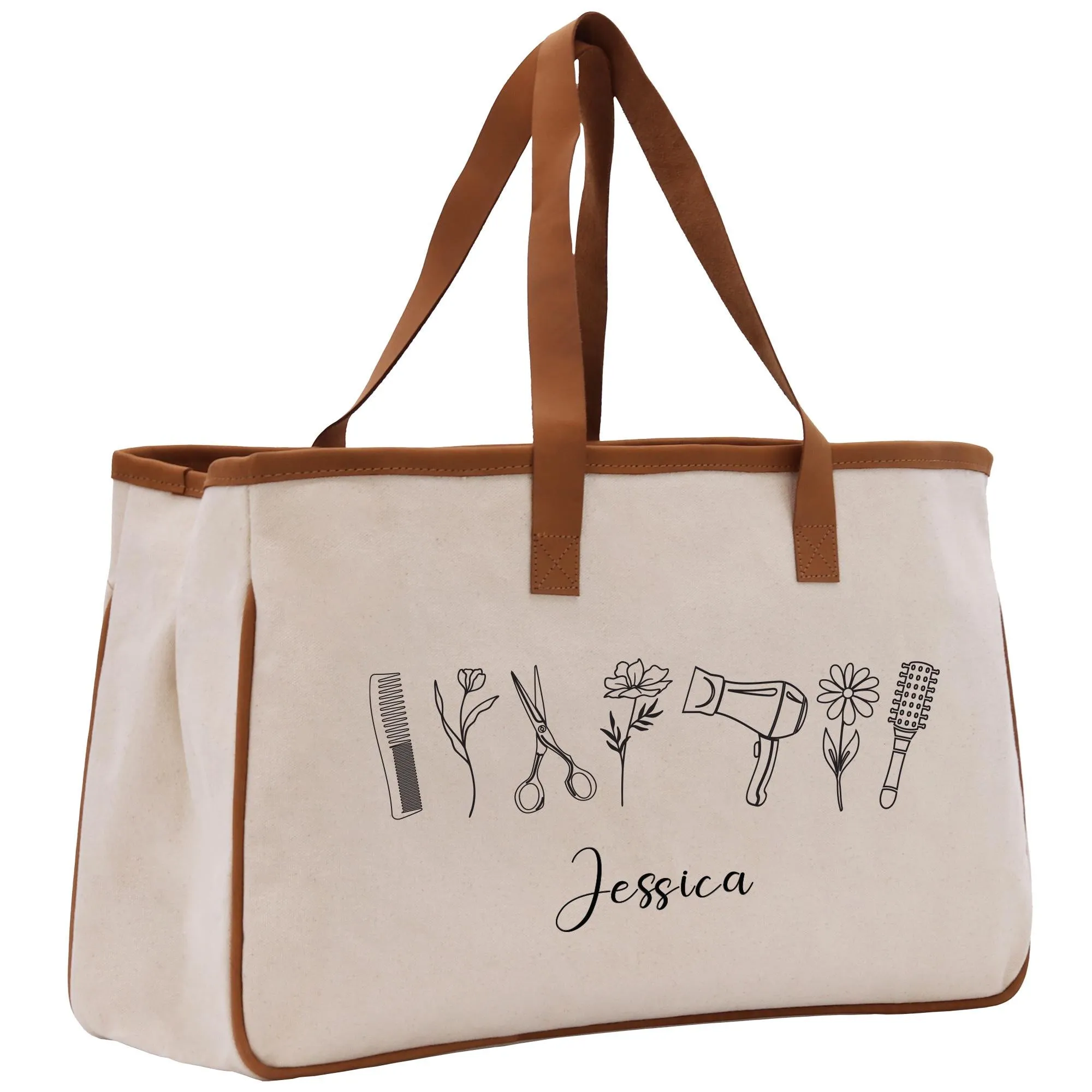 Personalized Hair Stylist Custom Cotton Canvas Tote Bag Hairdresser Gift Bag Beauty Salon Bag Stylist Supply Bag Barber Gift (HRST1007)