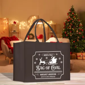 Personalized Name Christmas Cotton Canvas Large Tote Bag Custom Merry Christmas Gift Bag Xmas Party Bag Xmas Eve Gift Holiday Gift (CT1028)