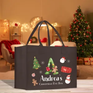 Personalized Name Christmas Cotton Canvas Large Tote Bag Custom Merry Christmas Gift Bag Xmas Party Bag Xmas Eve Gift Holiday Gift (CT1032)